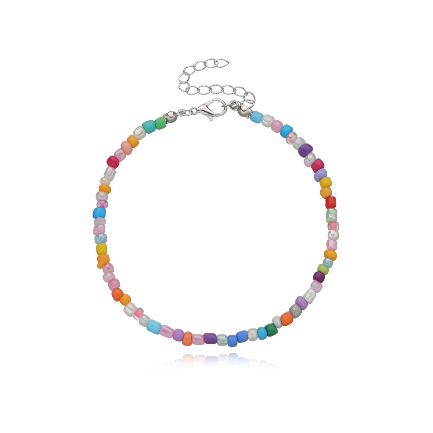 Handmade Geometric Glass Beads Anklet for Women Adjustable