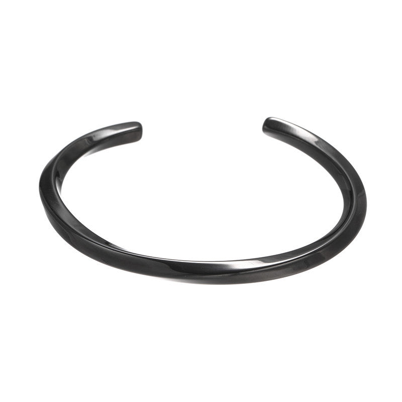 Minimalist Geometric Titanium Steel C-Shape Open Bangle