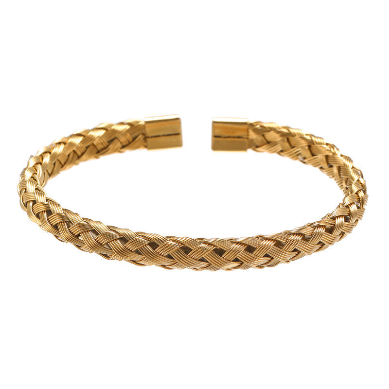 Minimalist Titanium Steel Rope Chain Open Cuff Bracelet Unisex