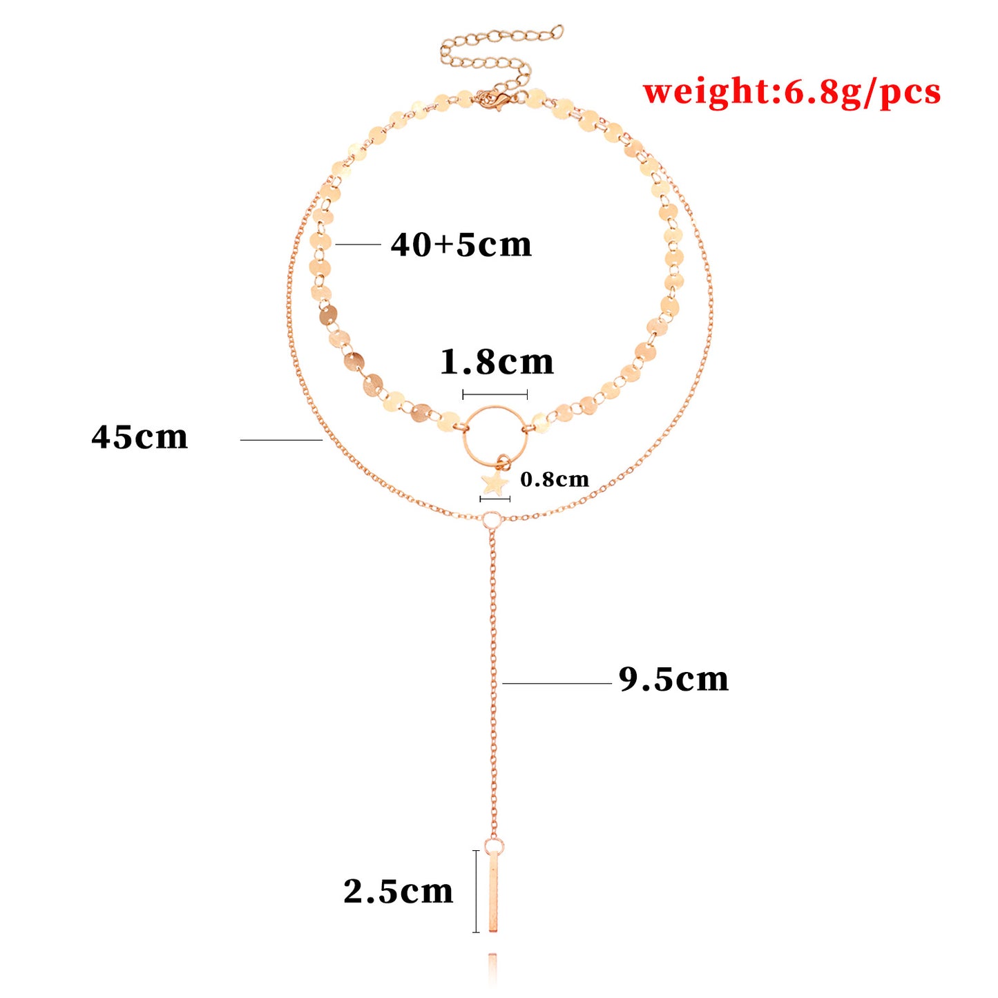 Five Point Star Pendant Necklace for Women Minimalist Geometric Fashion Choker Chain Jewelry