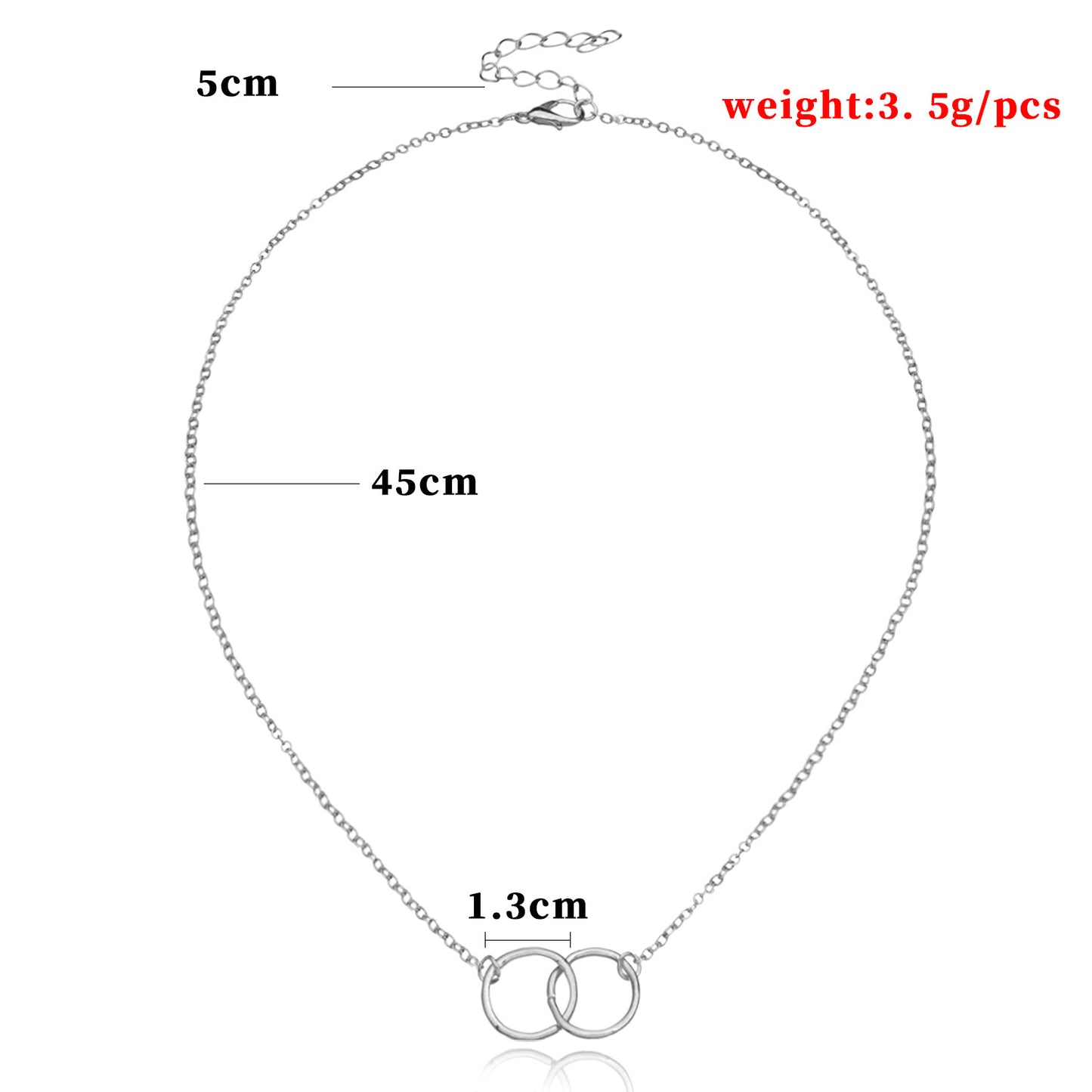 Collana da donna con ciondolo in lega a doppio cerchio