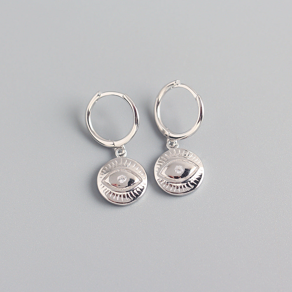 Sterling Silver Eye Design Ear Cuffs for Women, Punk Style, Unique Silver Earrings, S925 Pure Silver Jewelry