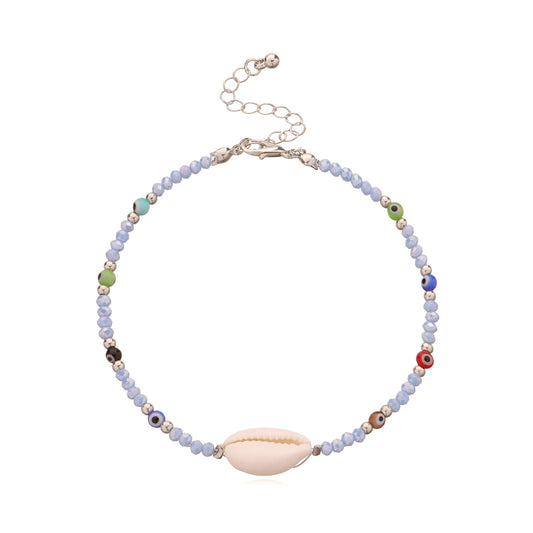 Pearl Shell Beach Anklet for Women Colorful Miyu Bead Eye Design