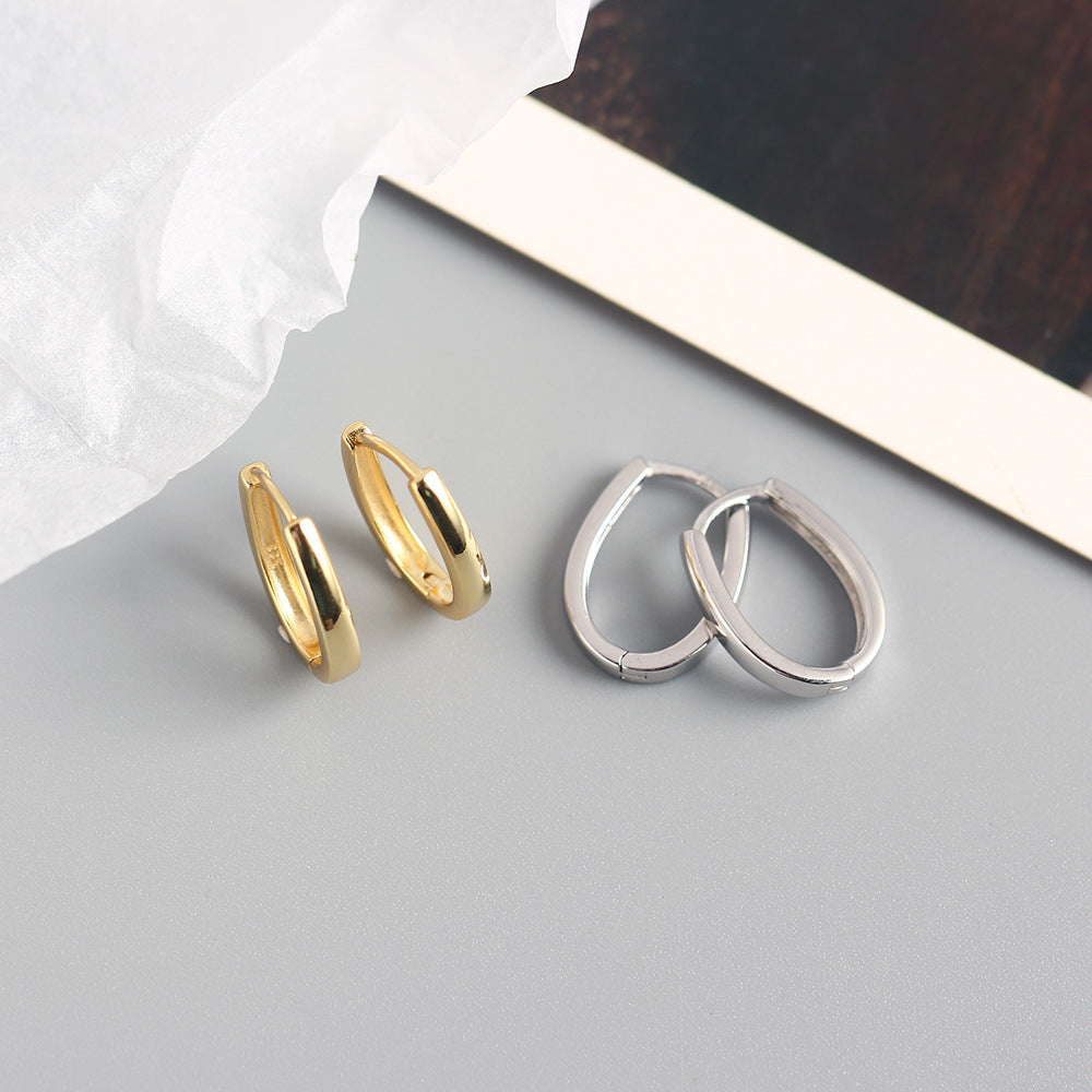 S925 Sterling Silver U-Shaped Minimalist Earrings Fashion Casual Jewelry