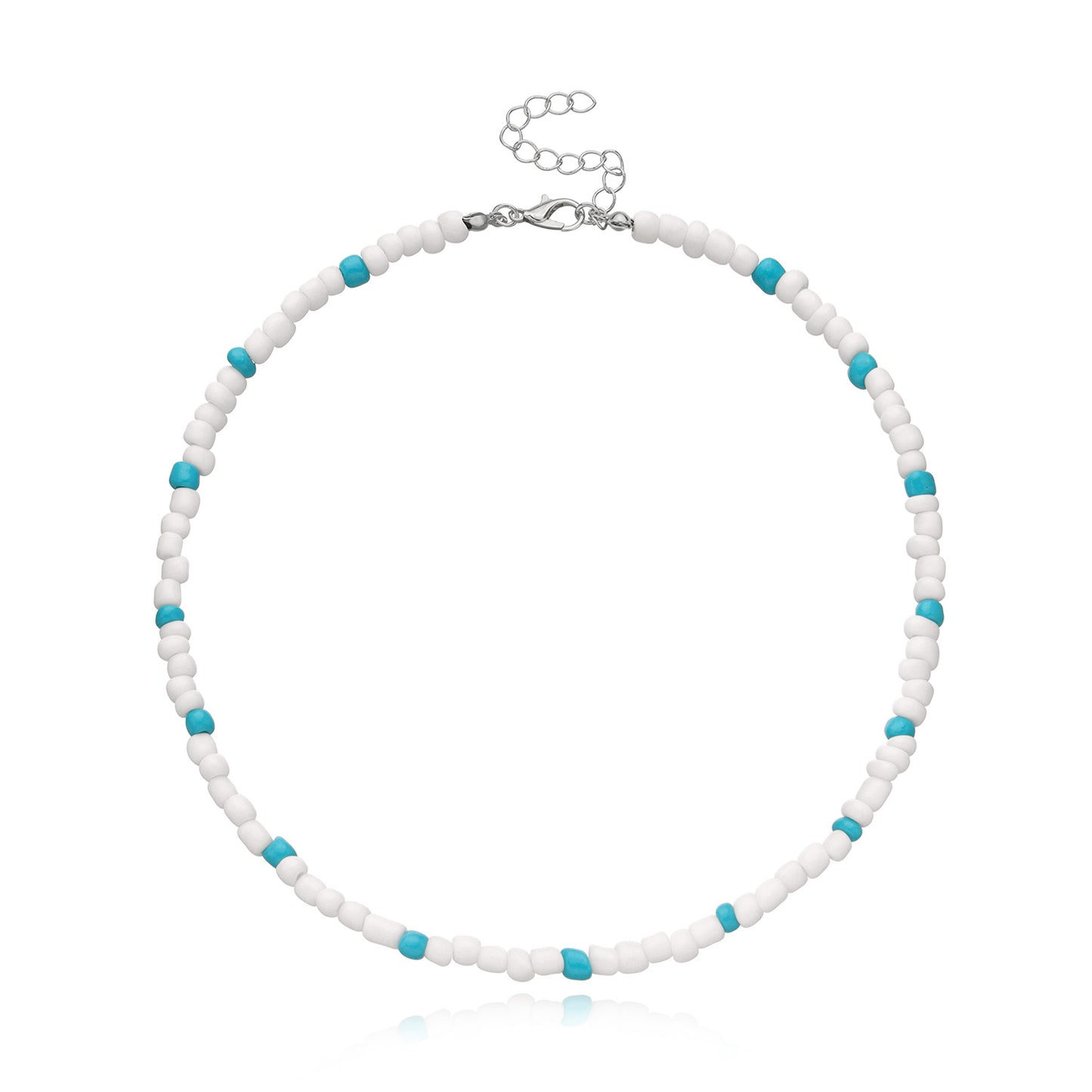 Bohemian Short Choker Necklace with Adjustable Fish Line Chain and Geometric Seed Beads