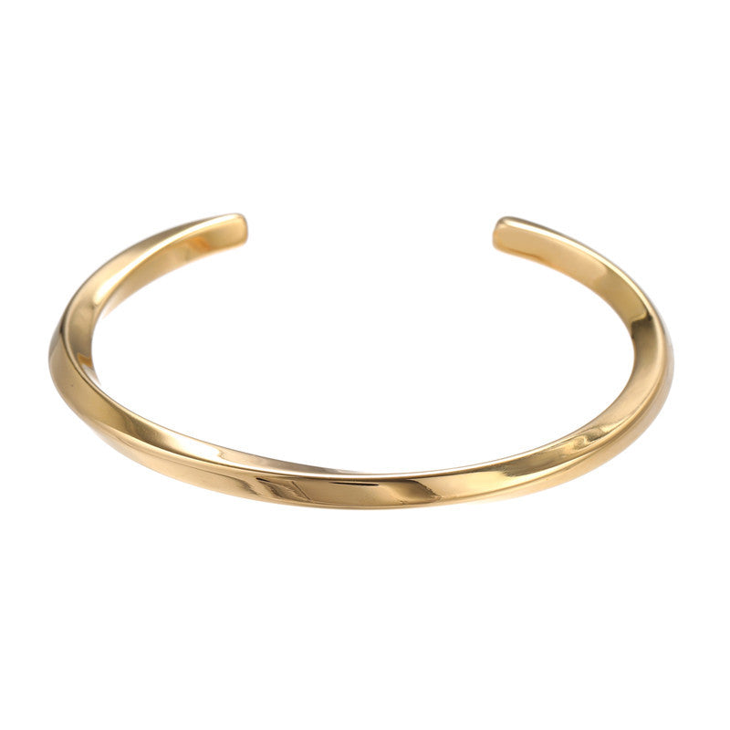 Minimalist Geometric Titanium Steel C-Shape Open Bangle
