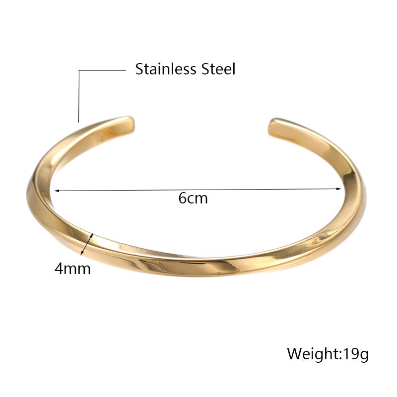 Minimalist Geometric Titanium Steel C-Shape Open Bangle