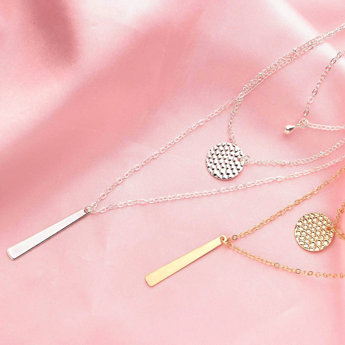Minimalist Metallic Sequins Irregular Vertical Bar Tassel Multi Layer Necklace for Women