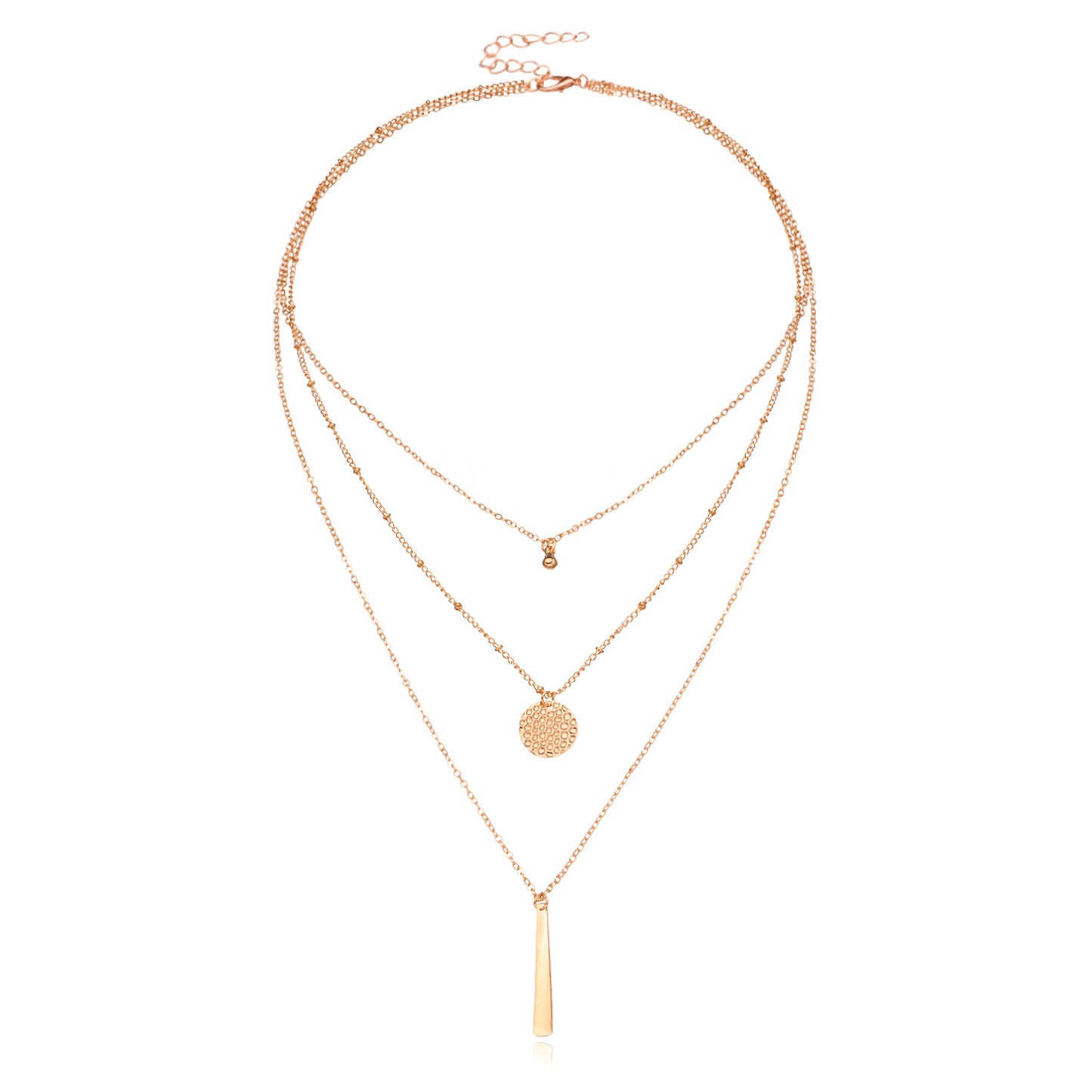 Minimalist Metallic Sequins Irregular Vertical Bar Tassel Multi Layer Necklace for Women