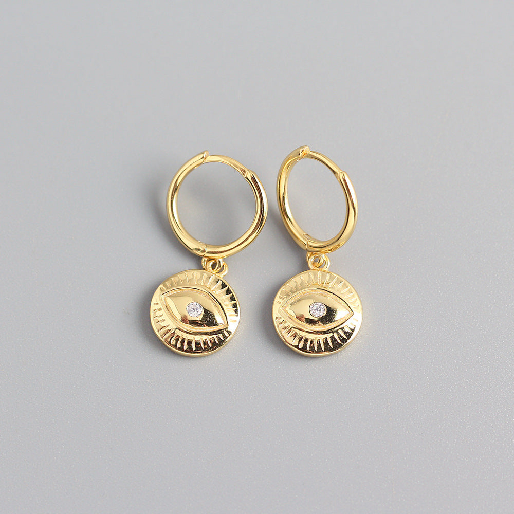Sterling Silver Eye Design Ear Cuffs for Women, Punk Style, Unique Silver Earrings, S925 Pure Silver Jewelry