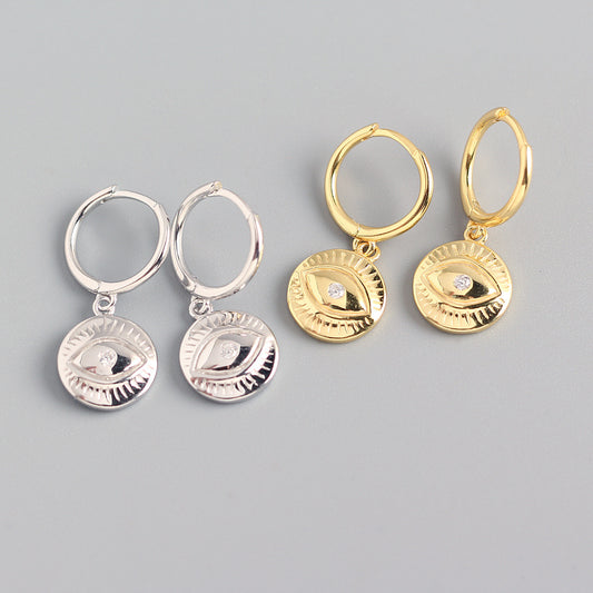 Earcuff da donna in argento sterling con occhio, stile punk, orecchini unici in argento, gioielli in argento puro S925