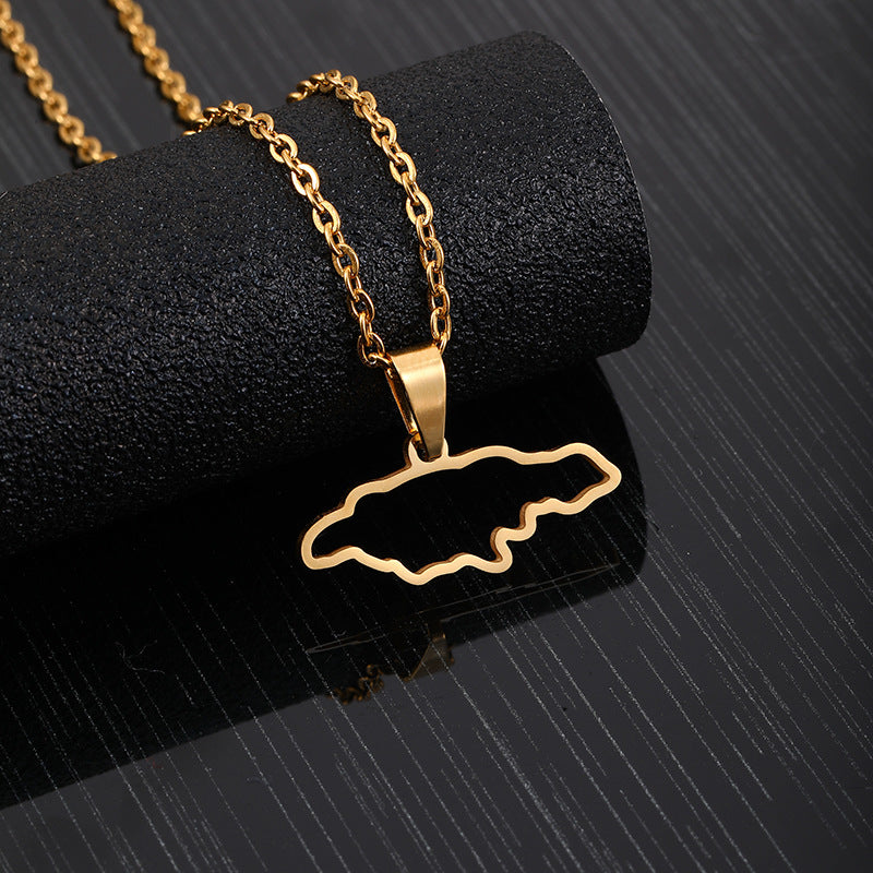 Collana con pendente geometrico in acciaio inossidabile e titanio con catena a maglie O