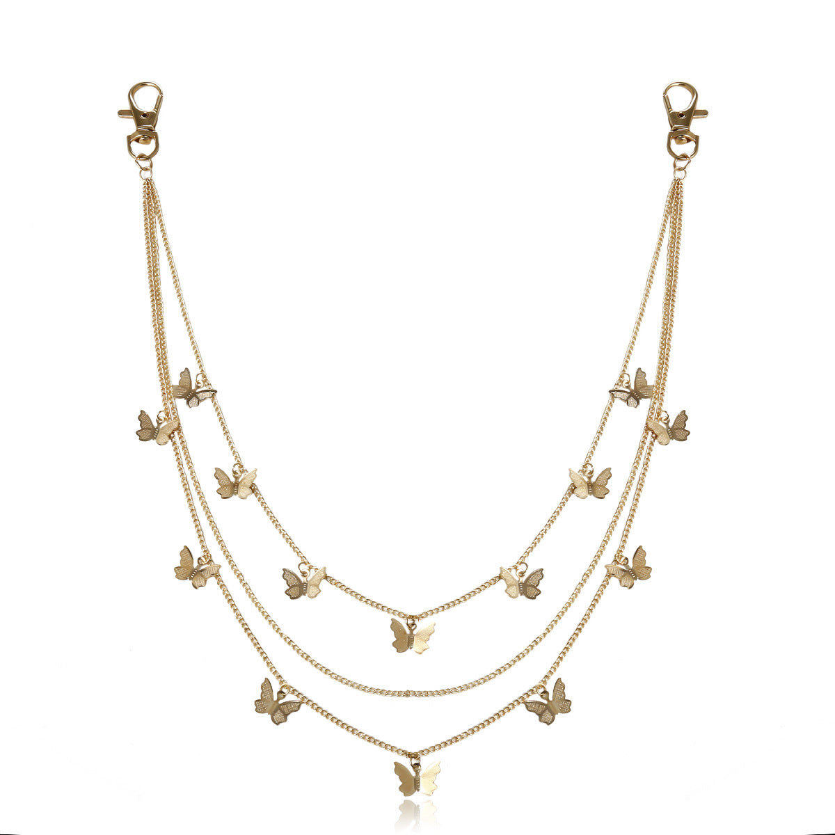 Punk Butterfly Pendant O-Chain Body Chain for Women, Metal Crafted with Fringe Details, Adjustable Length, Summer Winter Spring Autumn Wear