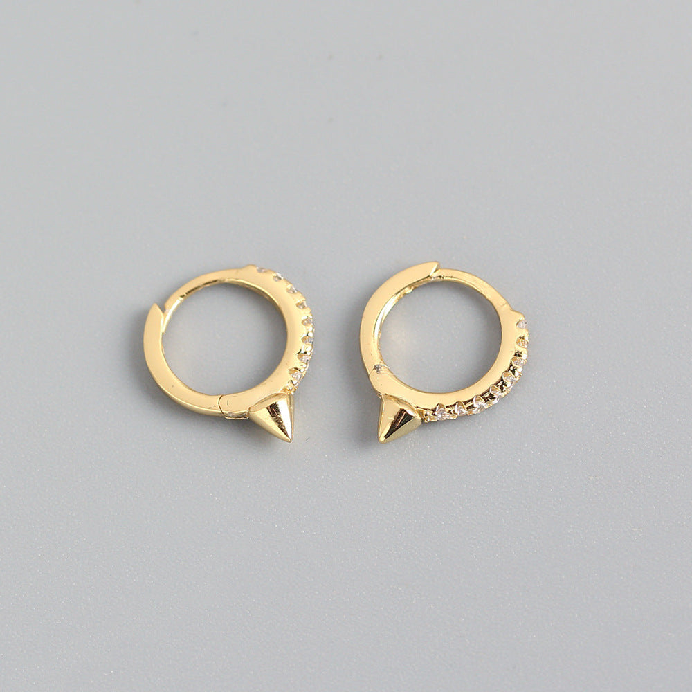 Orecchini a perno con strass punk in argento sterling S925, stile coreano, design geometrico minimalista YHE0228