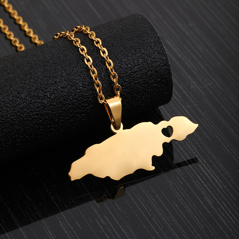 Collana con pendente geometrico in acciaio inossidabile e titanio con catena a maglie O