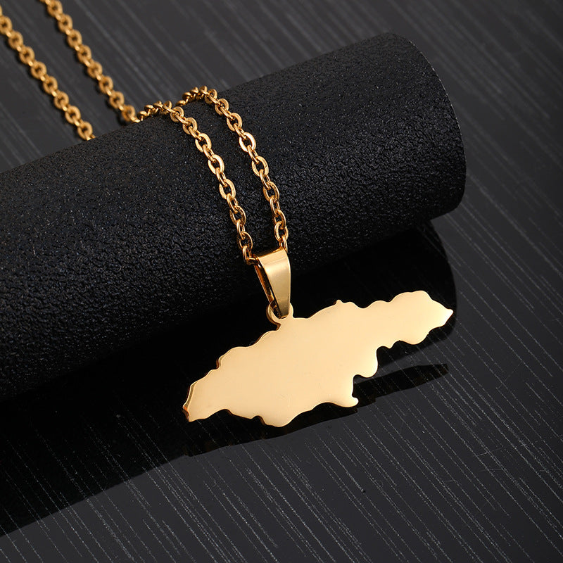 Collana con pendente geometrico in acciaio inossidabile e titanio con catena a maglie O