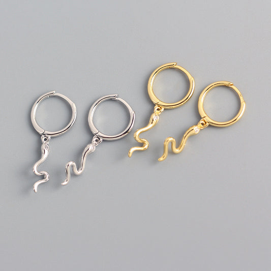 Pendientes de tuerca de plata esterlina 925 con forma de serpiente, joyería de moda, lujosa y minimalista