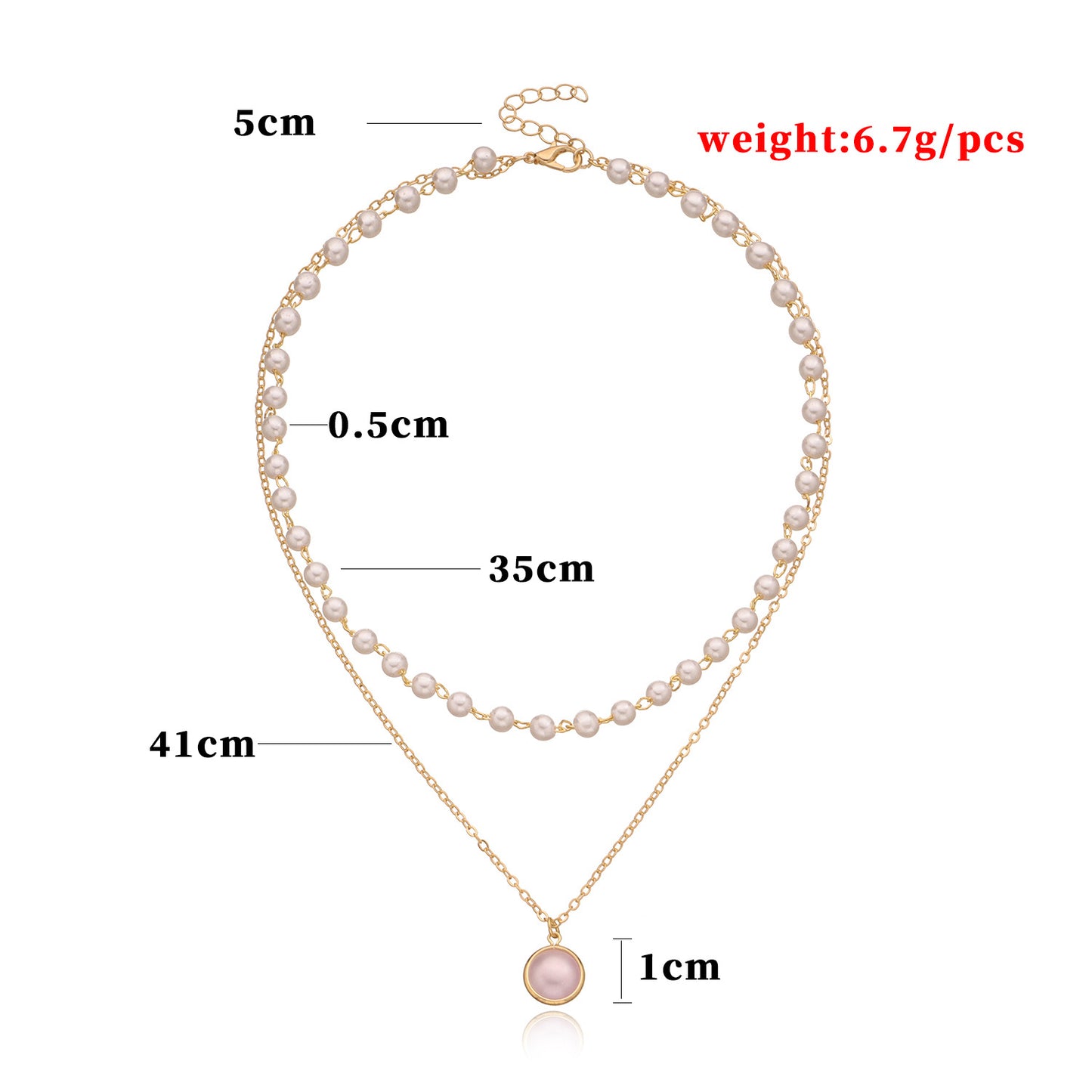 Women's Geometric Style Mother of Pearl Pendant Necklace, Multi-Layer Cross Chain, Alloy Plated Jewelry, Fashion Statement Piece