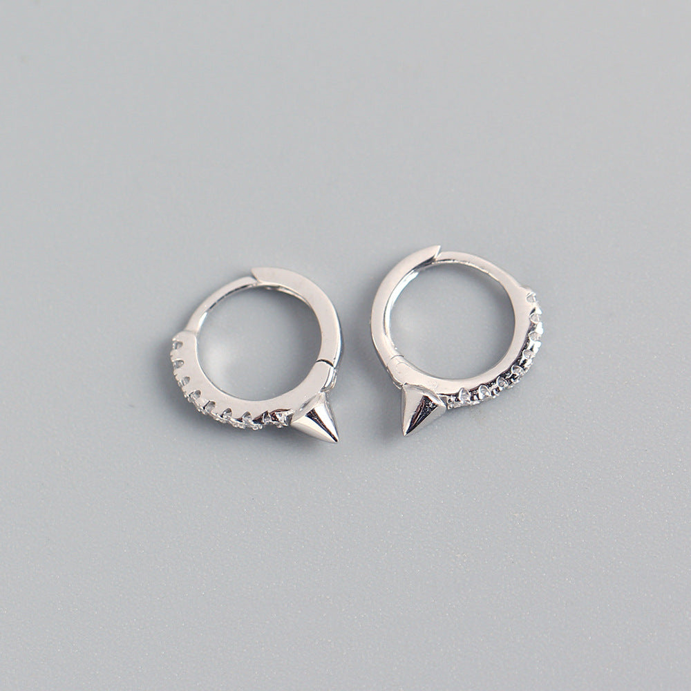Orecchini a perno con strass punk in argento sterling S925, stile coreano, design geometrico minimalista YHE0228