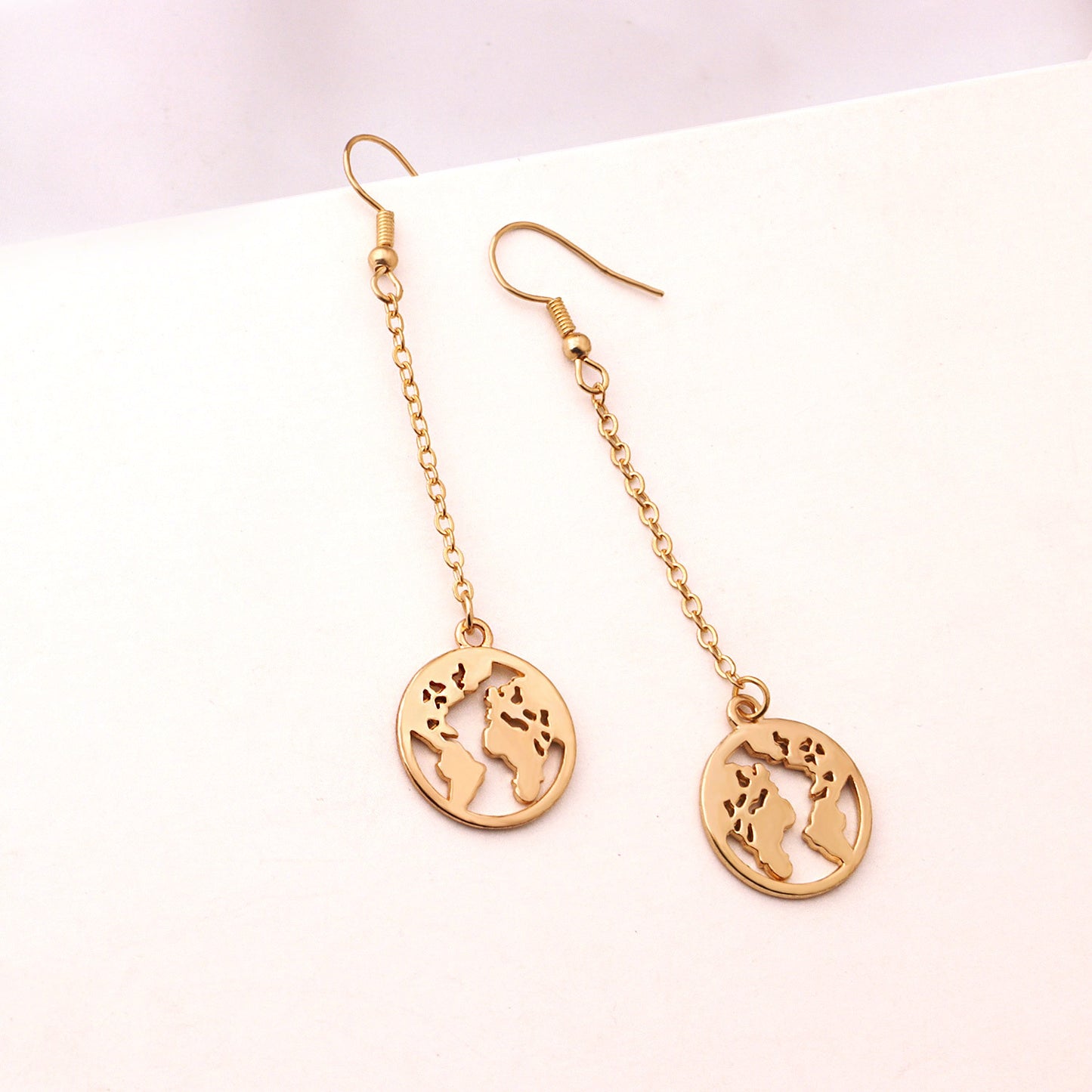 Minimalist Geometric Alloy Earrings for Women, Long Style Circular Design, Plated Jewelry, Fashion Accessories