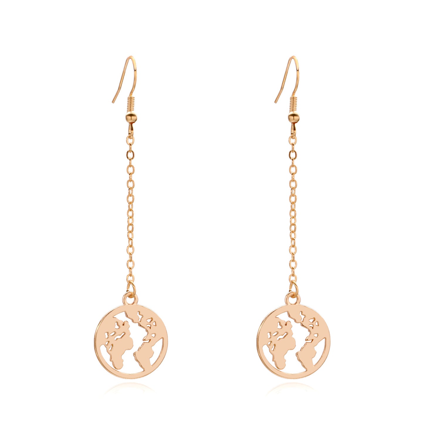 Minimalist Geometric Alloy Earrings for Women, Long Style Circular Design, Plated Jewelry, Fashion Accessories