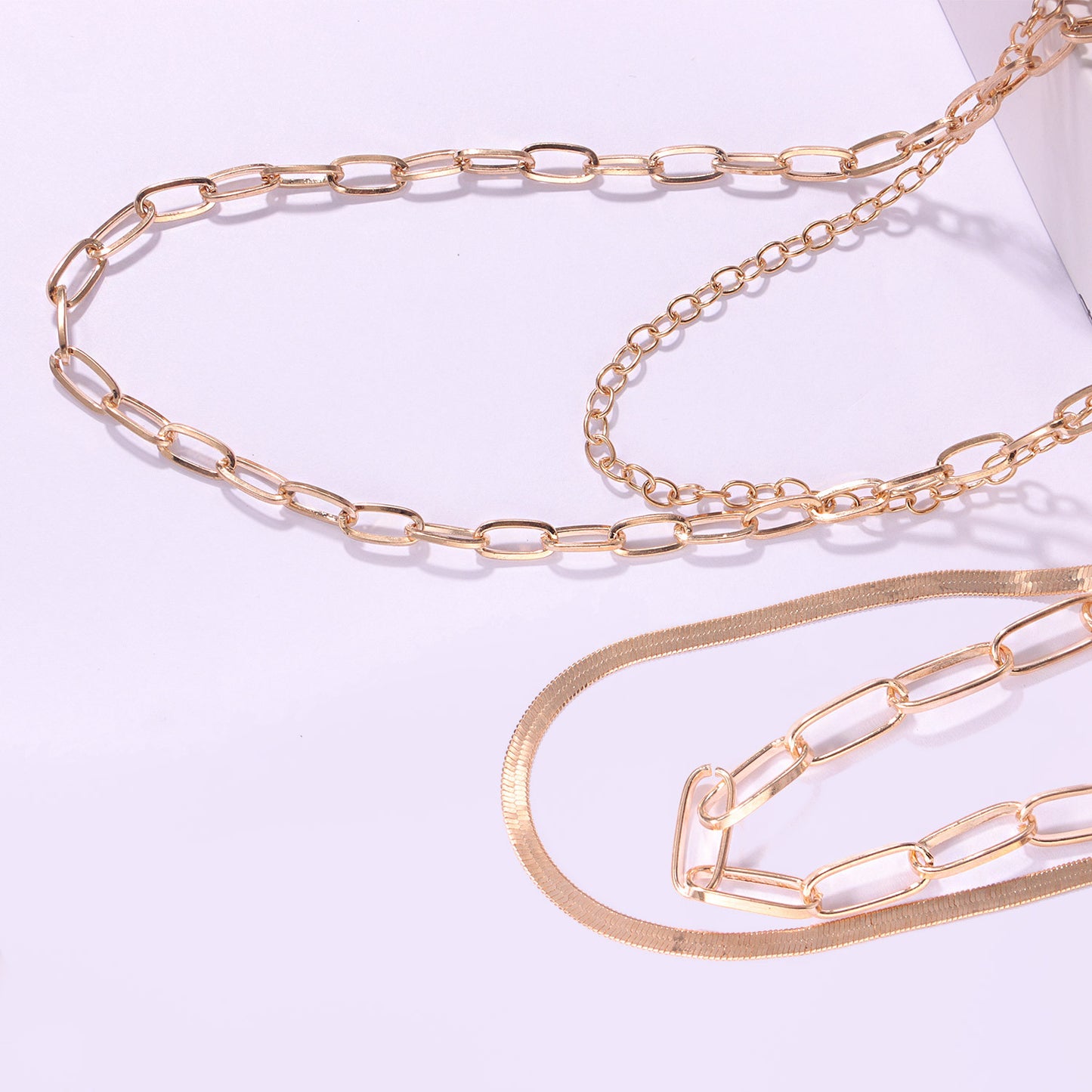 Punk Vintage Geometric Alloy Iron Chain Necklace for Women Fashionable Layered Statement Jewelry
