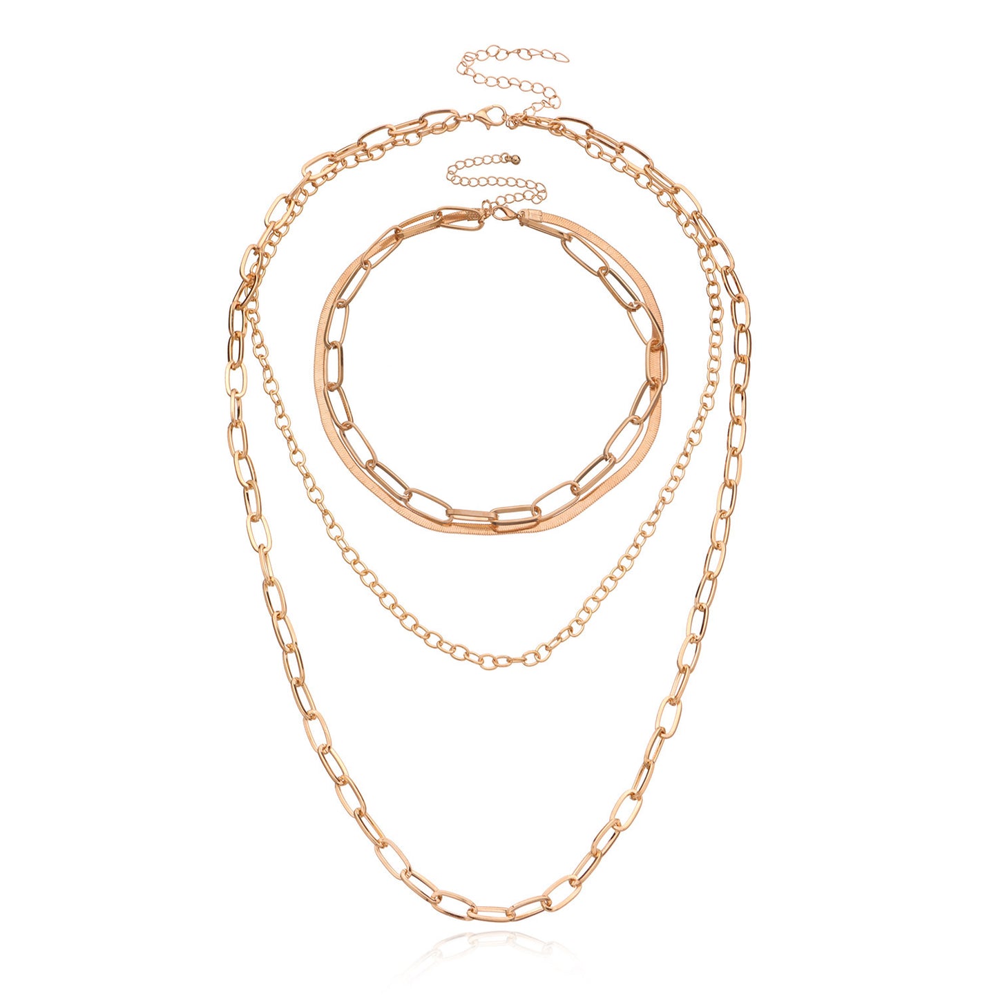 Punk Vintage Geometric Alloy Iron Chain Necklace for Women Fashionable Layered Statement Jewelry