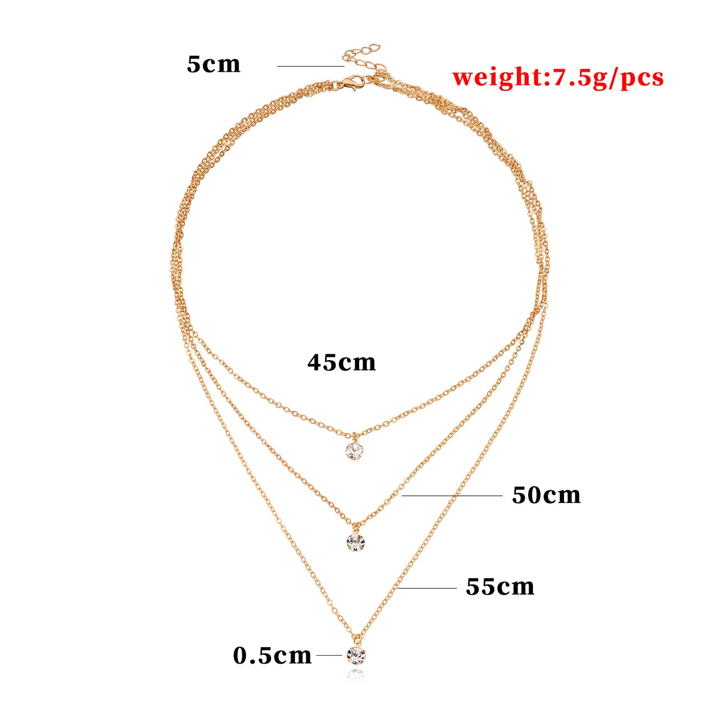 Minimalist Fashion Geometric Rhinestone Alloy Cross Chain Necklace for Women