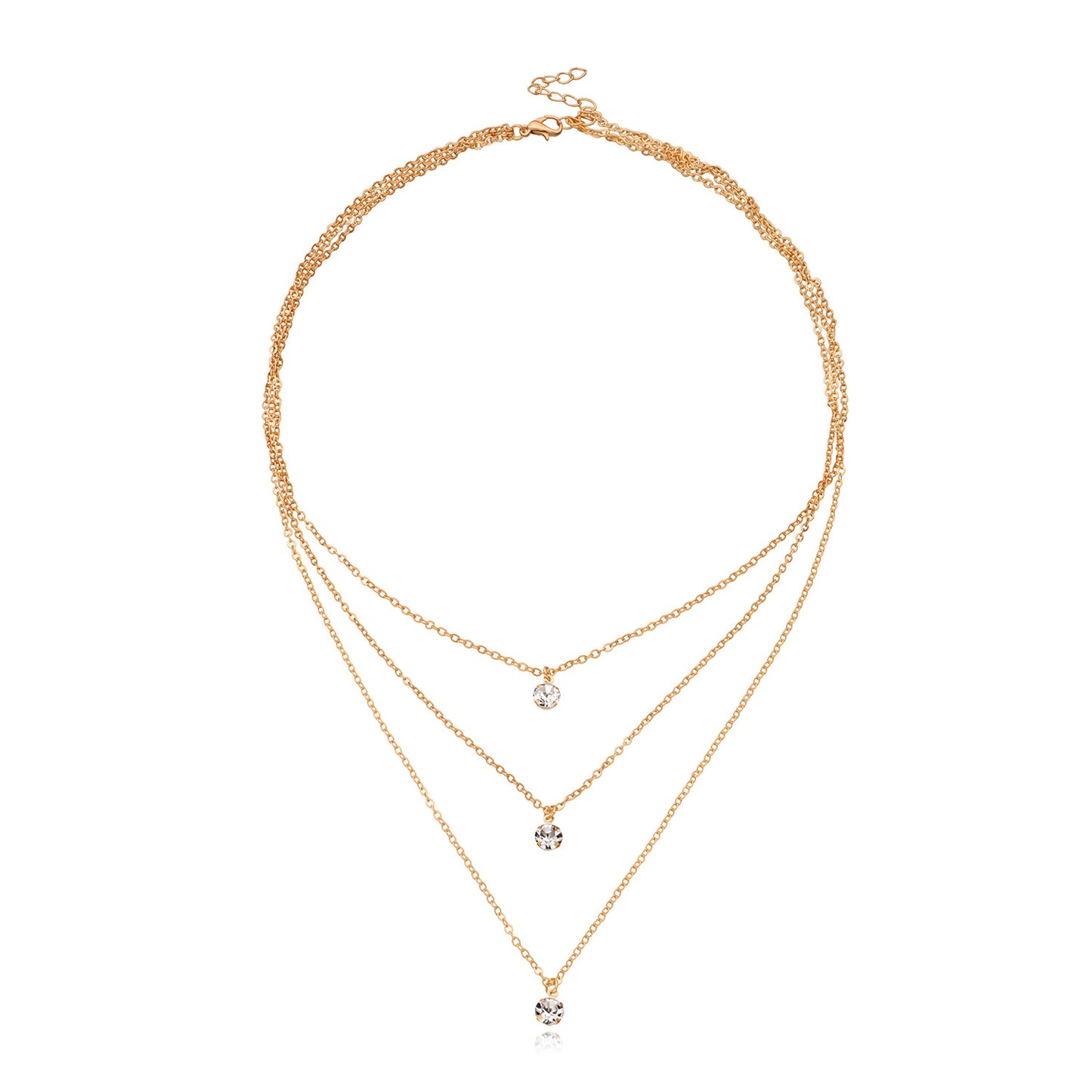 Minimalist Fashion Geometric Rhinestone Alloy Cross Chain Necklace for Women
