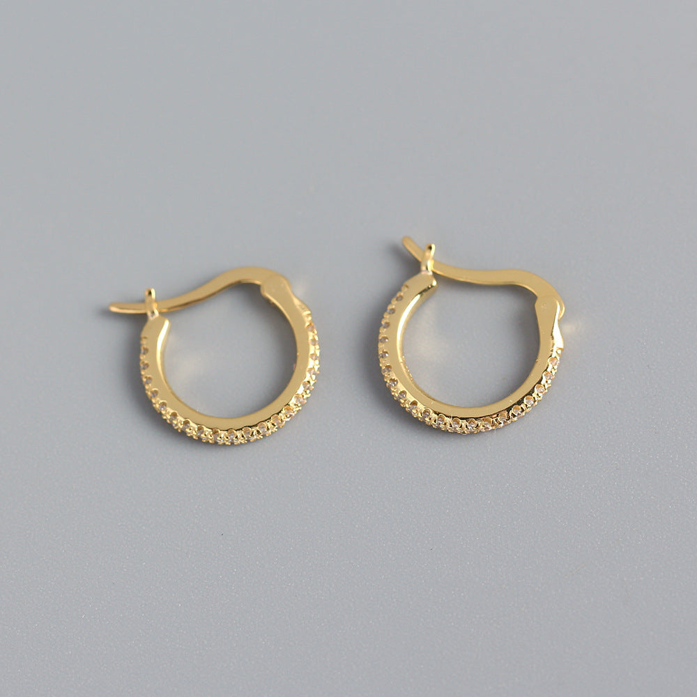 Orecchini a perno da donna in argento sterling 925 con zirconi cubici rotondi geometrici intarsiati