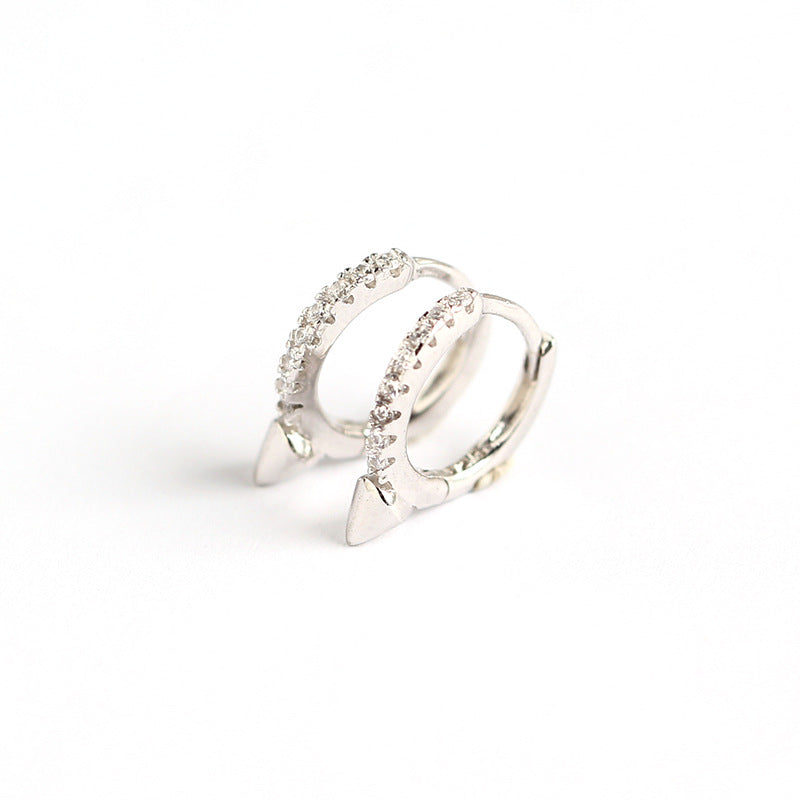 Orecchini a perno con strass punk in argento sterling S925, stile coreano, design geometrico minimalista YHE0228