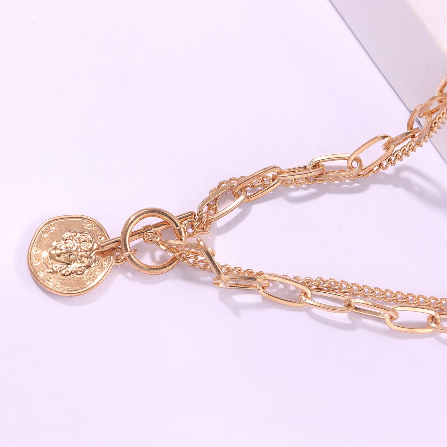 Women's Minimalist Alloy Cartoon Character Cross Chain Pendant Necklace, Double Layer Simple Chain Jewelry, European Style
