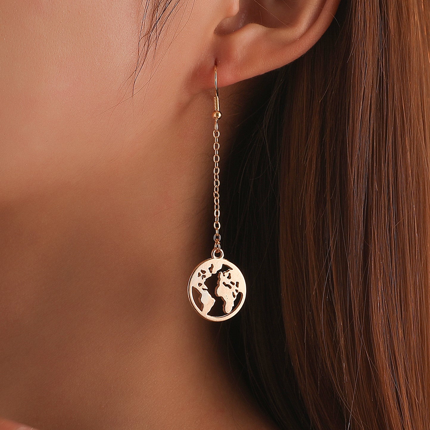 Minimalist Geometric Alloy Earrings for Women, Long Style Circular Design, Plated Jewelry, Fashion Accessories