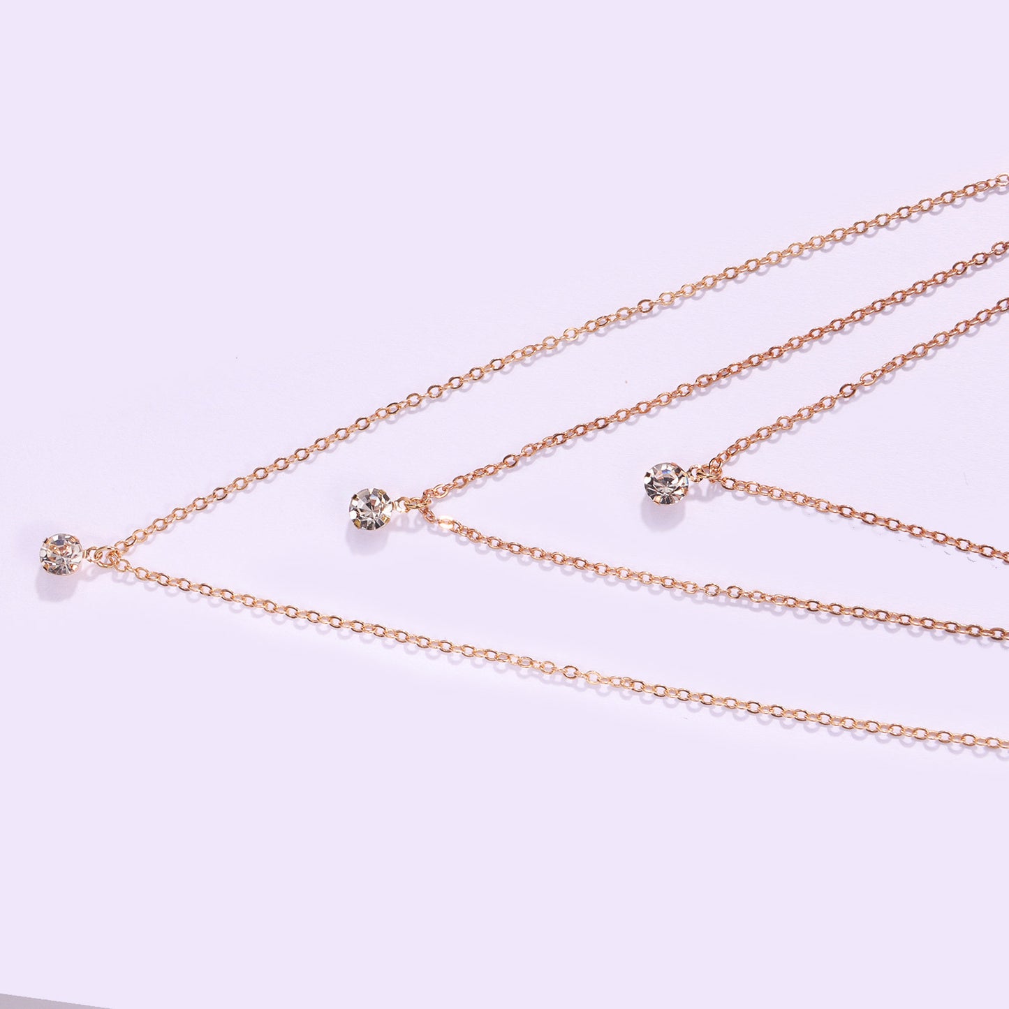 Minimalist Fashion Geometric Rhinestone Alloy Cross Chain Necklace for Women
