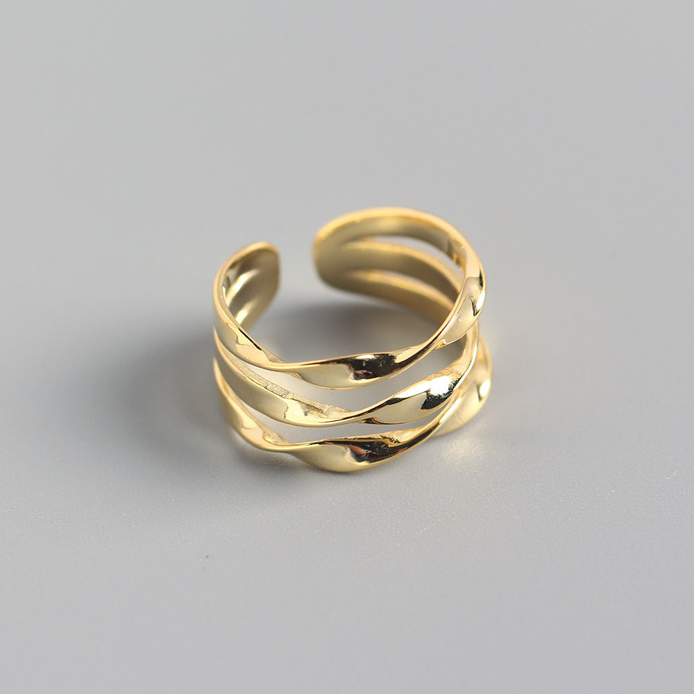 Anello geometrico minimalista in argento sterling da donna - Gioielli in argento S925, finitura lucida, design elegante unisex