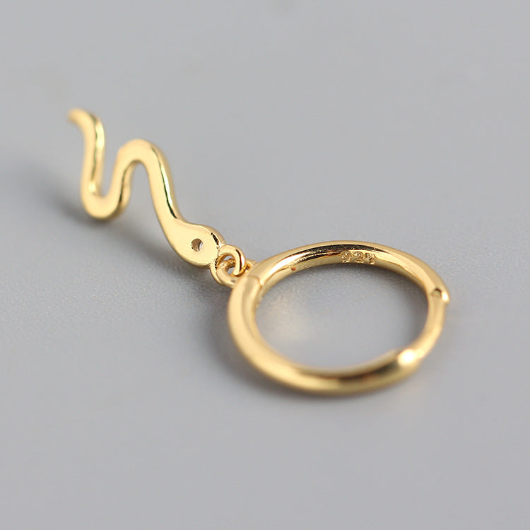 Orecchini a perno a serpente in argento sterling S925, gioielli di moda di lusso minimalista e di tendenza