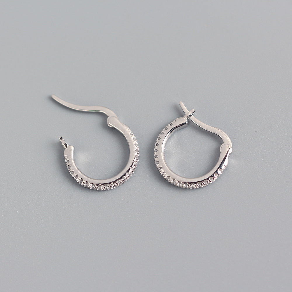 Orecchini a perno da donna in argento sterling 925 con zirconi cubici rotondi geometrici intarsiati