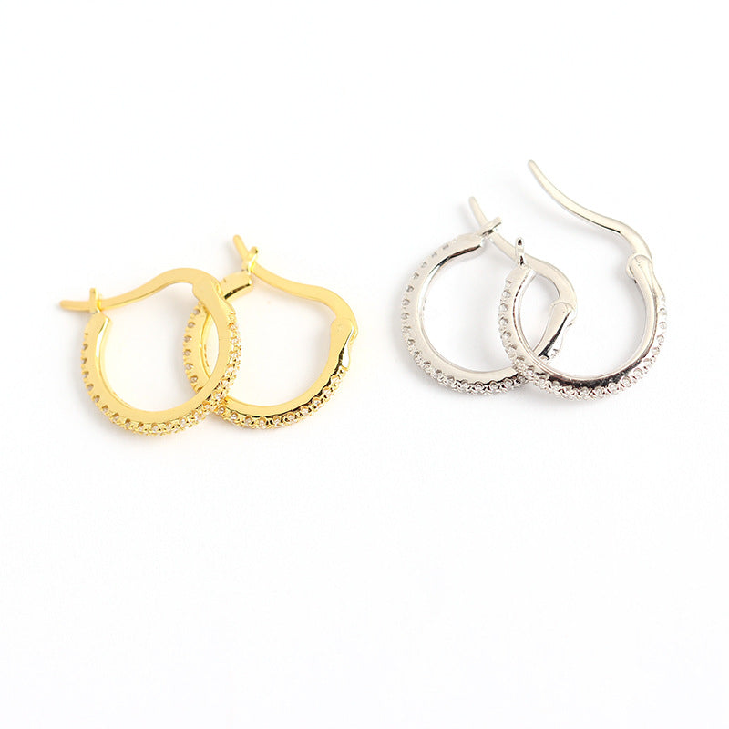 Orecchini a perno da donna in argento sterling 925 con zirconi cubici rotondi geometrici intarsiati