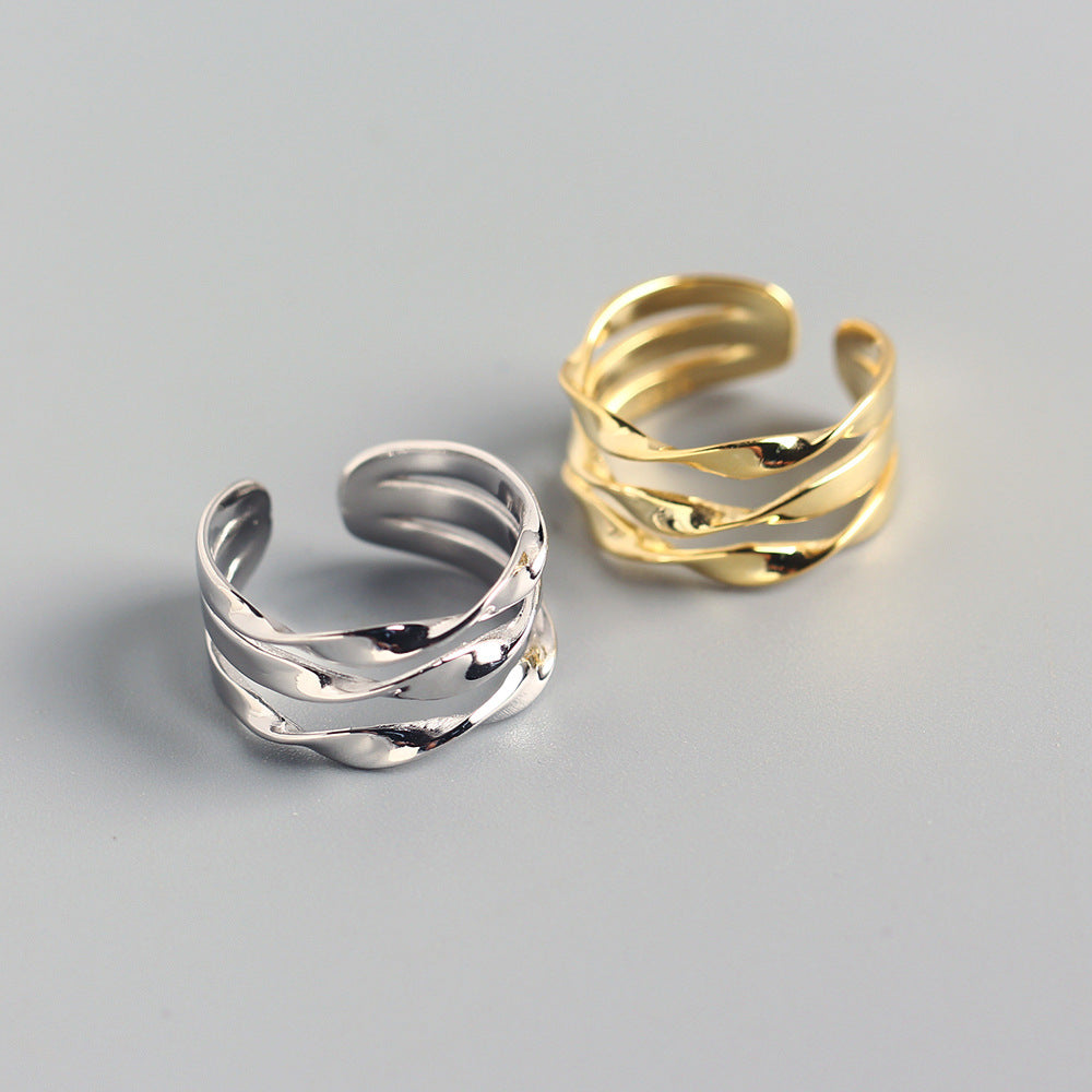 Anello geometrico minimalista in argento sterling da donna - Gioielli in argento S925, finitura lucida, design elegante unisex