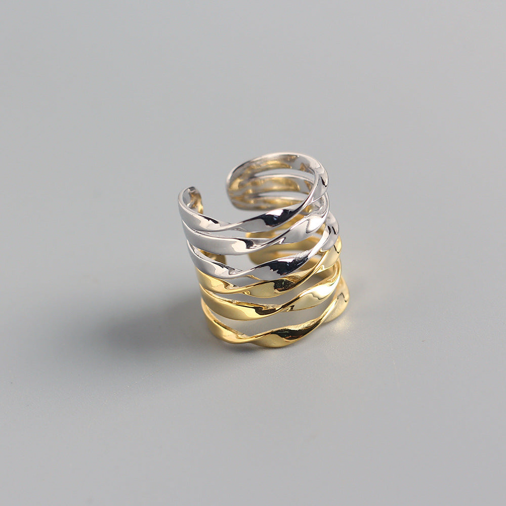 Anello geometrico minimalista in argento sterling da donna - Gioielli in argento S925, finitura lucida, design elegante unisex