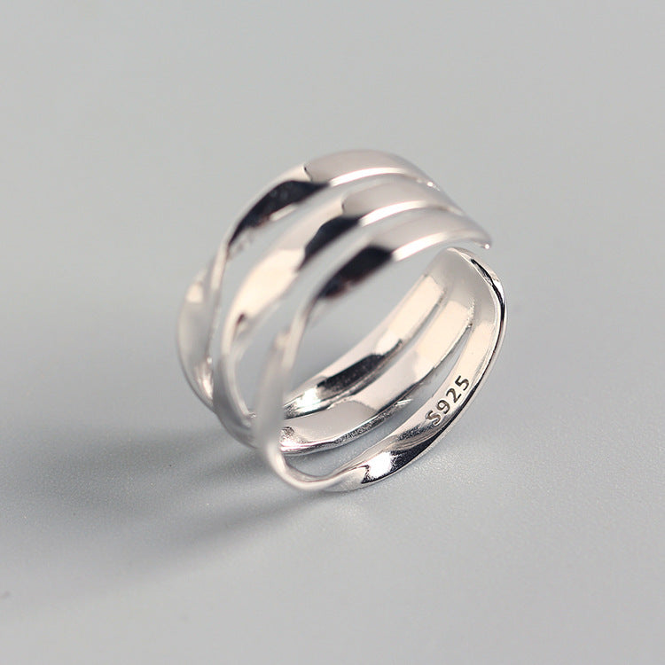 Anello geometrico minimalista in argento sterling da donna - Gioielli in argento S925, finitura lucida, design elegante unisex