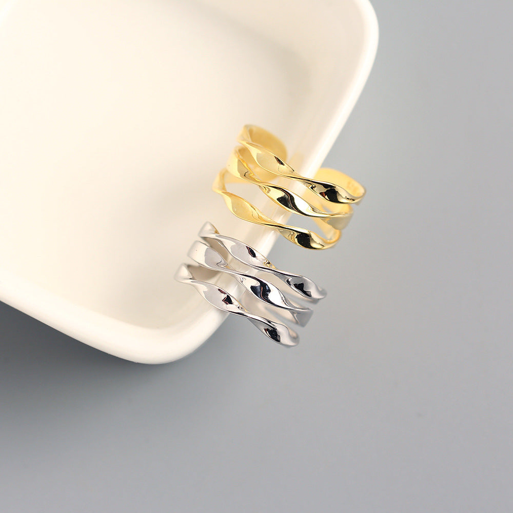 Anello geometrico minimalista in argento sterling da donna - Gioielli in argento S925, finitura lucida, design elegante unisex