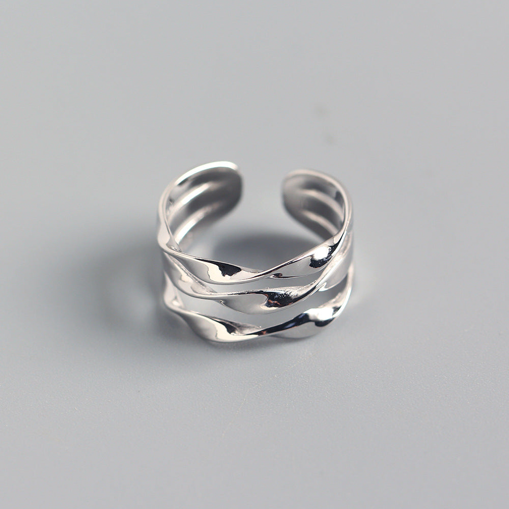 Anello geometrico minimalista in argento sterling da donna - Gioielli in argento S925, finitura lucida, design elegante unisex