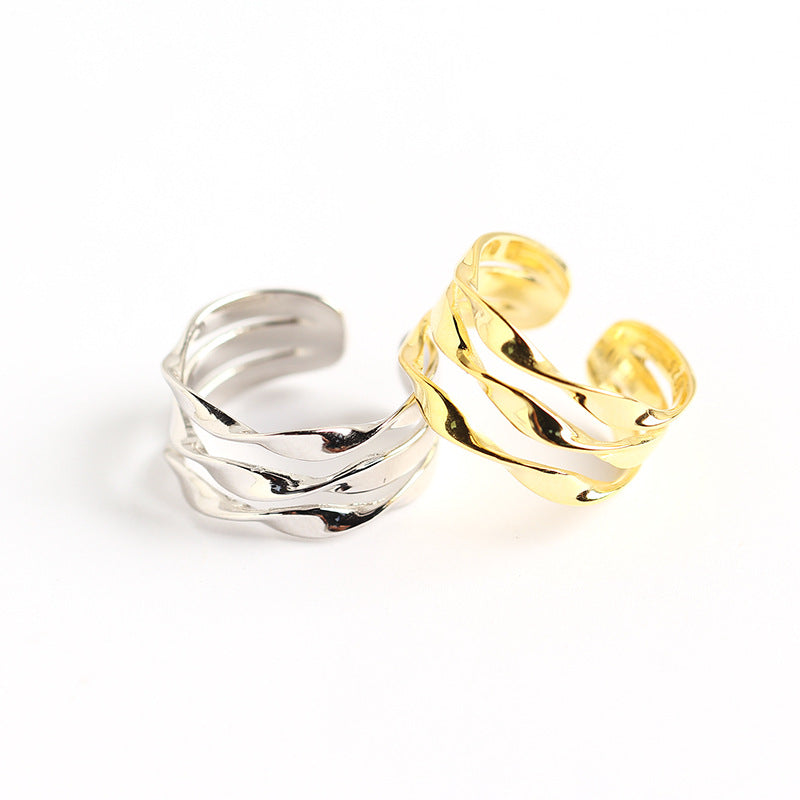 Anello geometrico minimalista in argento sterling da donna - Gioielli in argento S925, finitura lucida, design elegante unisex
