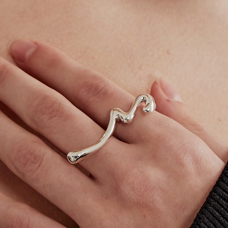 Anello da donna in argento sterling 925, minimalista, elegante, con intarsio a cuore esagerato