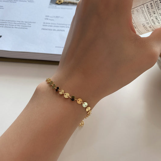 Minimalist Sweet 925 Sterling Silver Gold Plated Round Star Bracelet with Tassel for Women