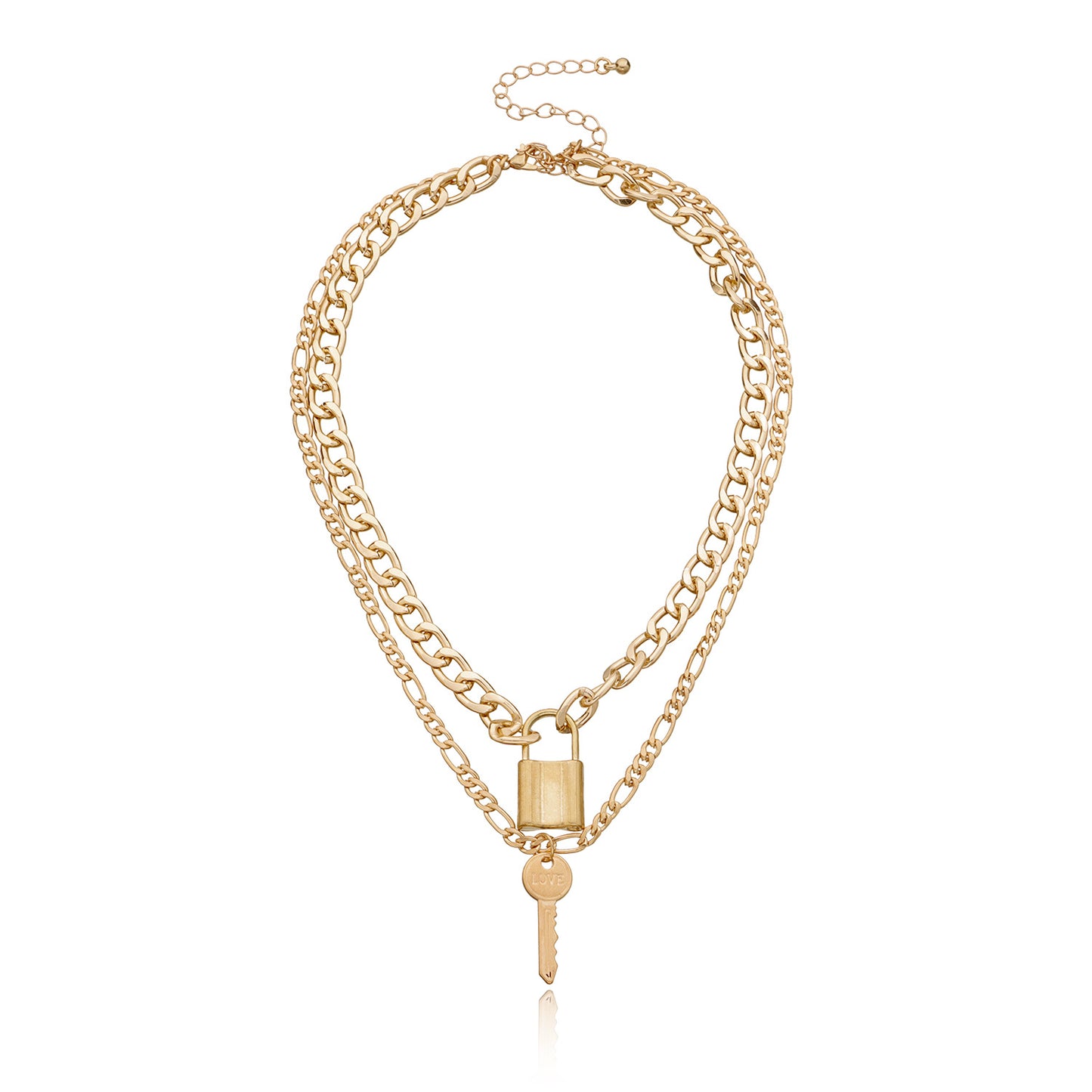 Women's Geometric Lock Shape Pendant Necklace Alloy Aluminum Chain Plated Fashion Statement Jewelry