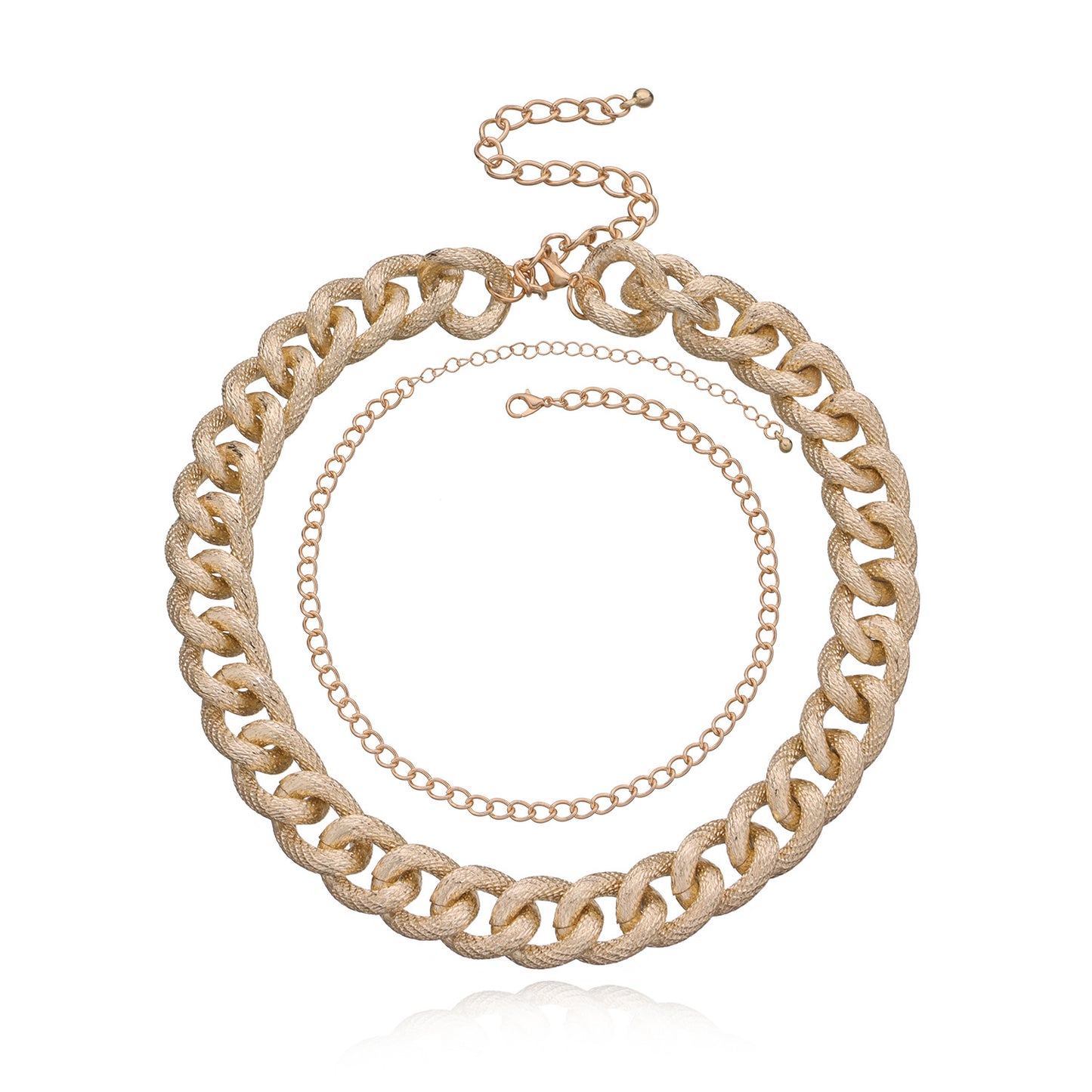 Punk Geometric Alloy Cable Chain Necklace for Women, Double Layered Statement Jewelry, Fashion Bold Accessory