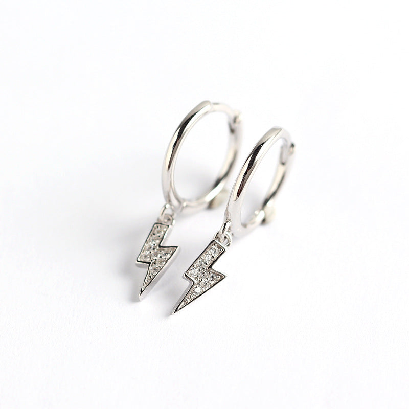 Orecchini a forma di fulmine con intarsio geometrico in strass in argento sterling 925 di Sweet Streetwear da donna