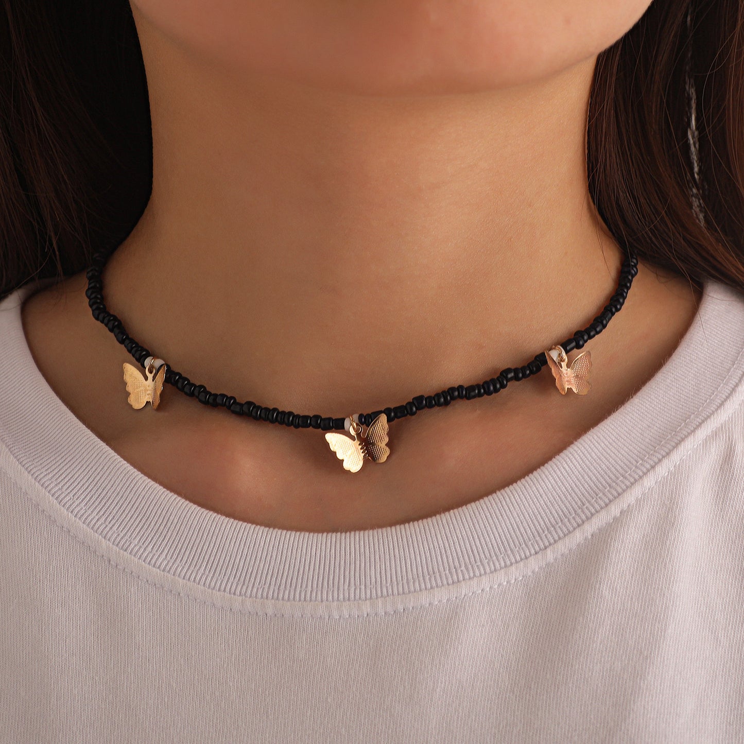 European Style Geometric Alloy Butterfly Necklace for Women - Fishline Chain, Plated, Customizable, Gift for Wedding, Travel Souvenir, Employee Appreciation